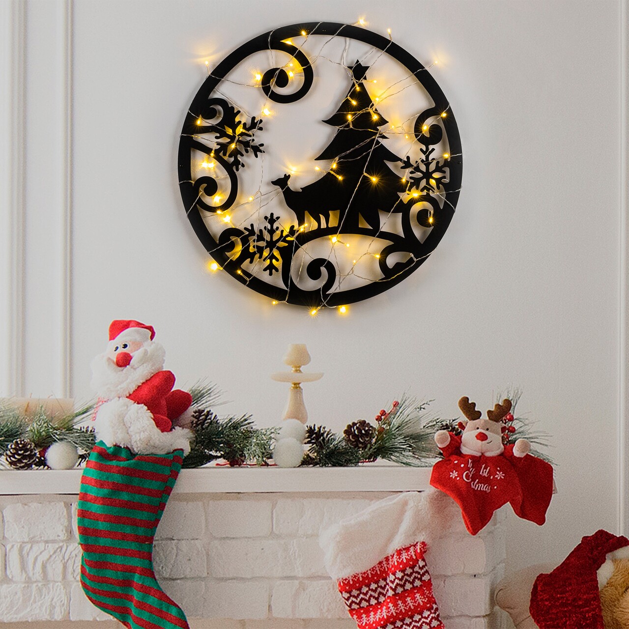 Decoratiune de luminoasa XMASBLACK-027, Tanelorn, 60x60 cm, metal, negru - imagine 7